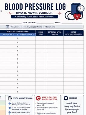 20 Blood Pressure Log Poster - Blue & Red